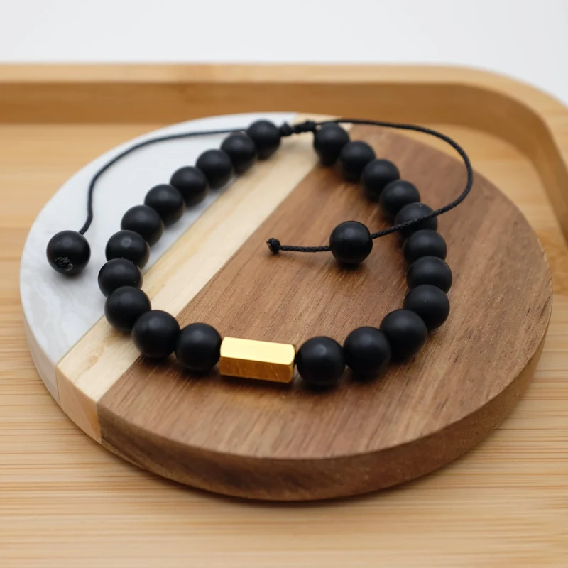Onyx Glass Bead Bracelet