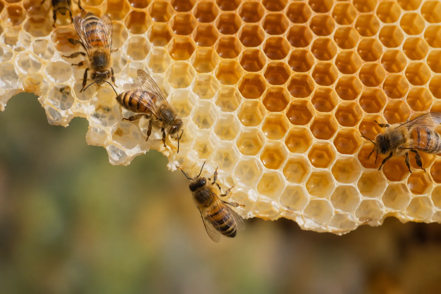 How bees make honeycomb by adding wax to the growing edges of hexagonal cells.
