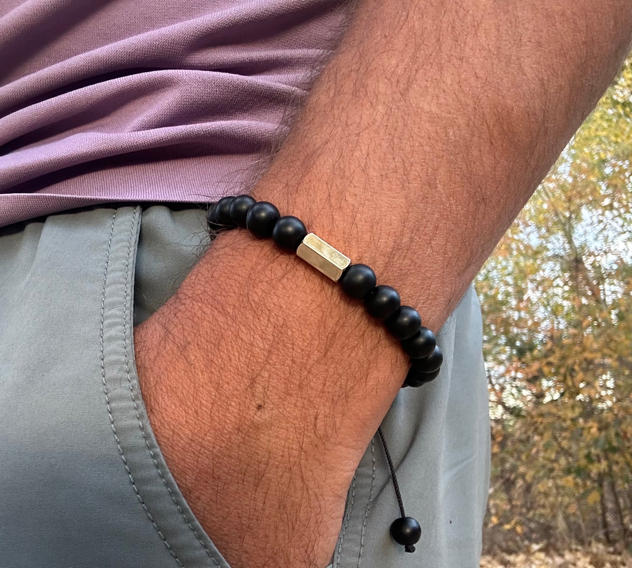 Onyx Glass Bead Bracelet