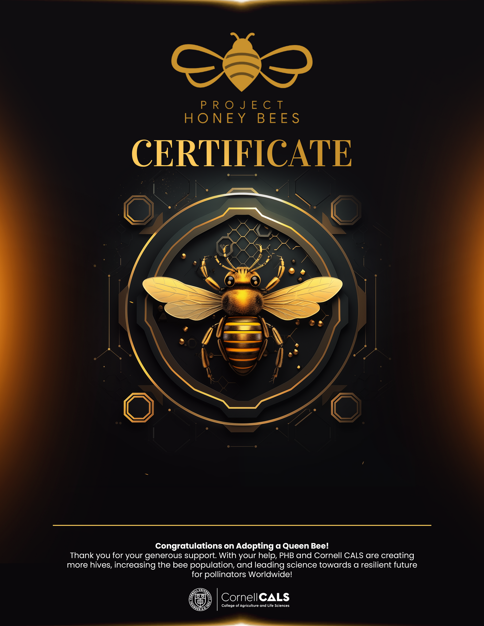 (NEW) Adopt A Bee Certificate Modern