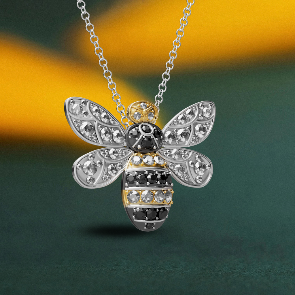 Bee A Queen White Gold-Tone Plated Pendant Necklace - Seven Season